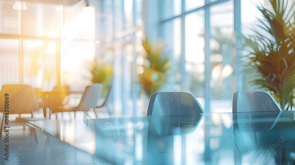 A cozy workspace: the beautiful blurred background of a modern office interior A cozy workspace: the beautiful blurred background of a modern office interior