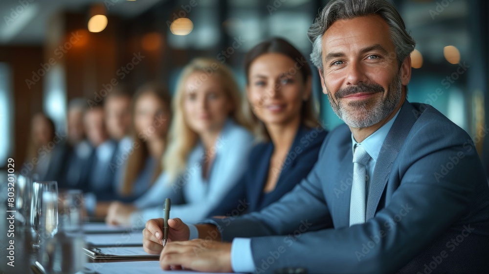 A group of business professionals in a meeting A group of business professionals in a meeting
