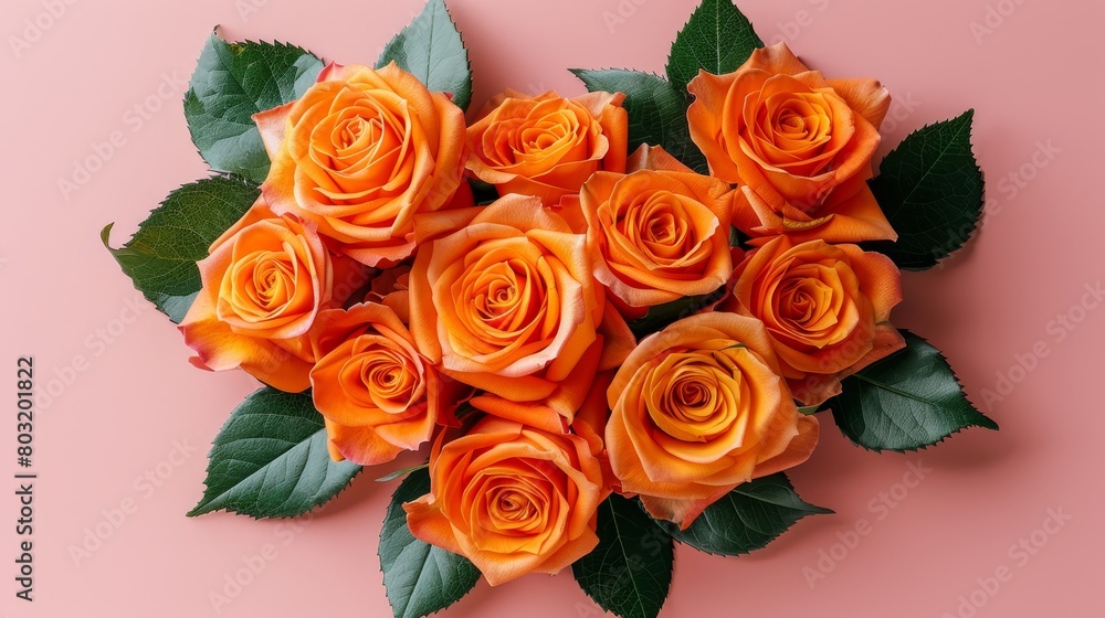 Beautiful bouquet of flowers in a heart shape on a pink background. Beautiful bouquet of flowers in a heart shape on a pink background.