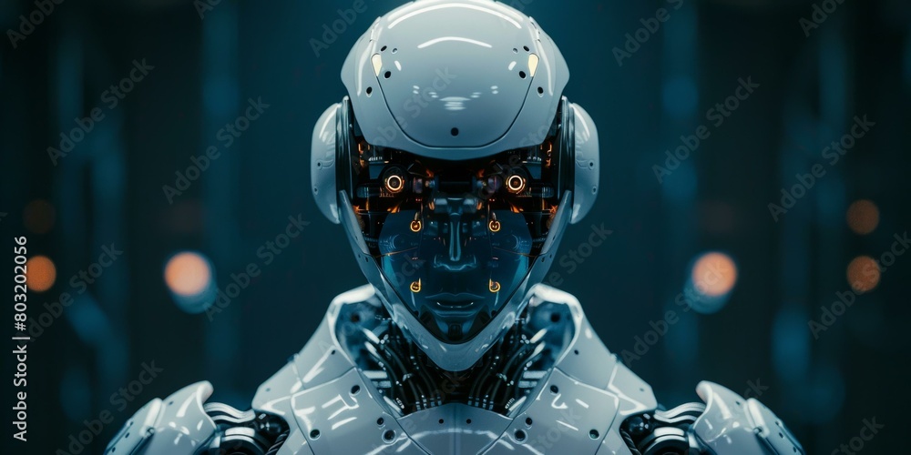 A Futuristic Robot with Glowing Eyes A Futuristic Robot with Glowing Eyes