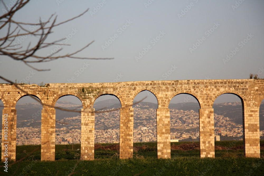 An ancient aqueduct for supplying water to populated areas in Israel.