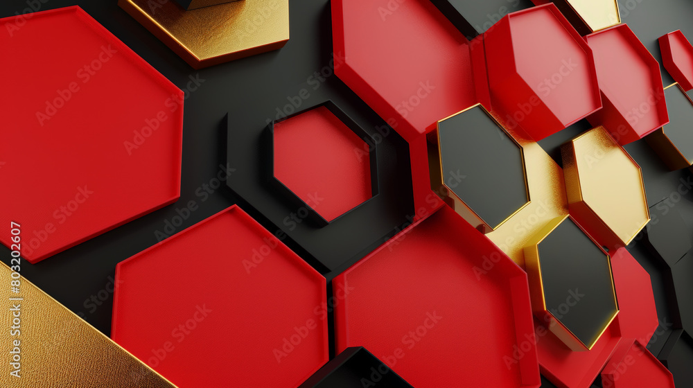 red, gold and black abstract hexagon background red, gold and black abstract hexagon background