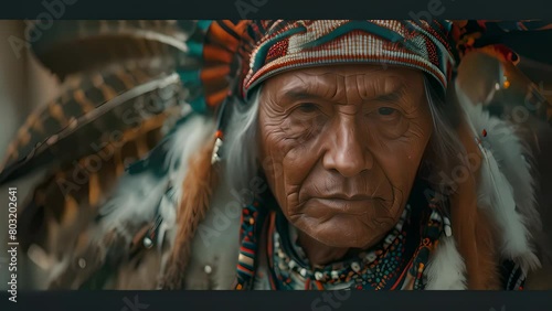 4K HD video clips indian man.There are many American Indian tribes such as the Sioux, Crow, Ute, Passamaquoddy, Pawnee, Maricopa, Blackfeet, and Salish. photo