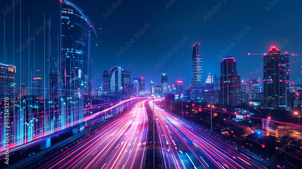 Fototapeta premium Show the potential of edge computing with an image of devices processing data locally, reducing latency and improving performance.
