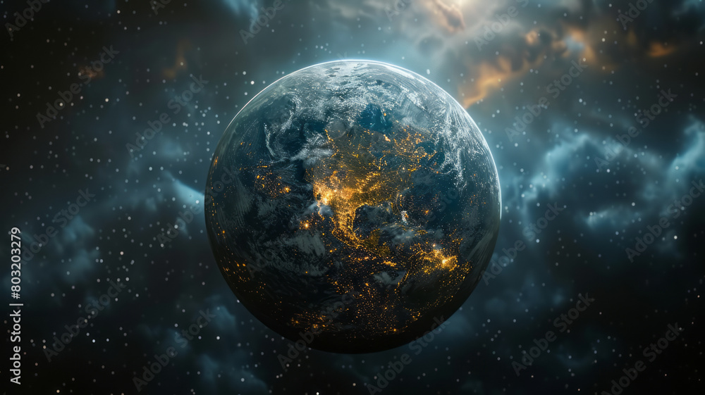 Fototapeta premium earth in the space, center generative ai