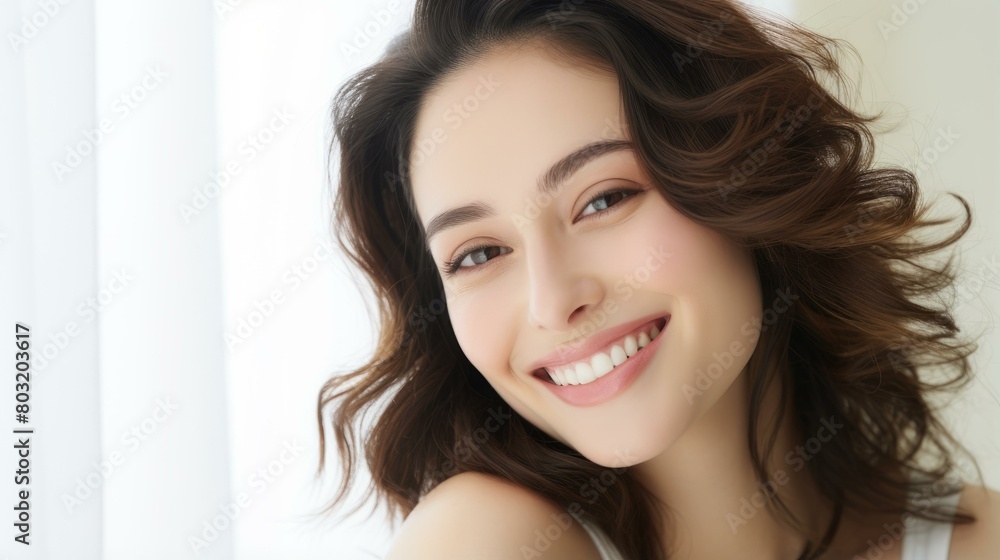 Beautiful young woman with perfect skin smiling Beautiful young woman with perfect skin smiling