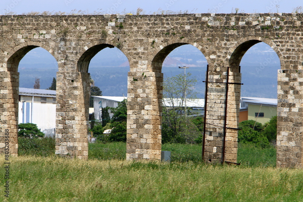 An ancient aqueduct for supplying water to populated areas in Israel.