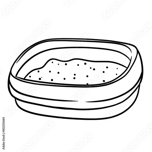 Cat litter box line art