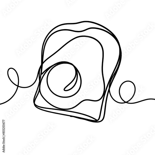 Fried egg on toast one line art