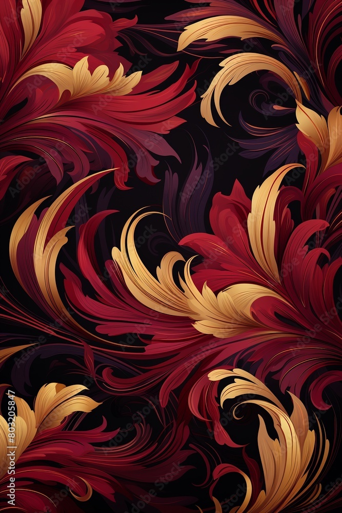Autumn tango prints, deep maroons blended with gold, repeating seamless pattern for warm greeting cards , pattern Autumn tango prints, deep maroons blended with gold, repeating seamless pattern for warm greeting cards , pattern