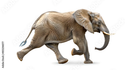 African Elephant in Motion  Isolated on White  Lifelike Details. Ideal for Educational Content and Wildlife Illustration. 3D Render Image by AI