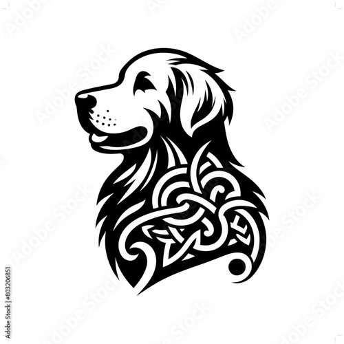 dog; goden Retriever silhouette in animal celtic knot, irish, nordic illustration