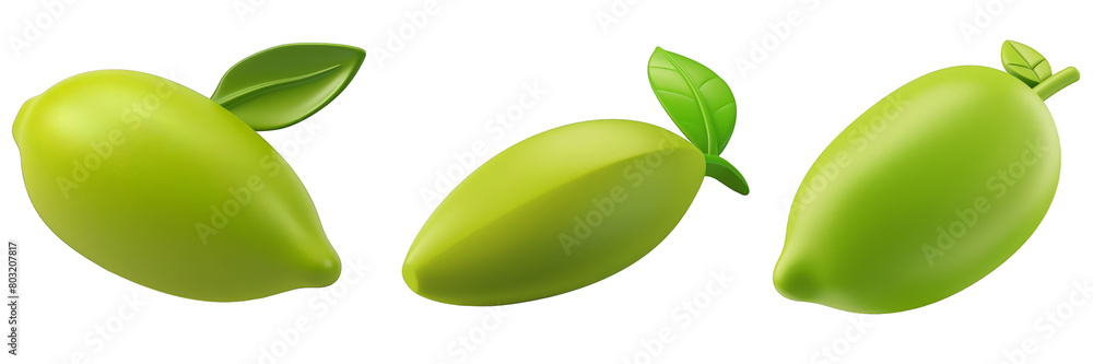 PNG finger lime 3d icons and objects collection, in cartoon style minimal on transparent, white background, isolate PNG finger lime 3d icons and objects collection, in cartoon style minimal on transparent, white background, isolate