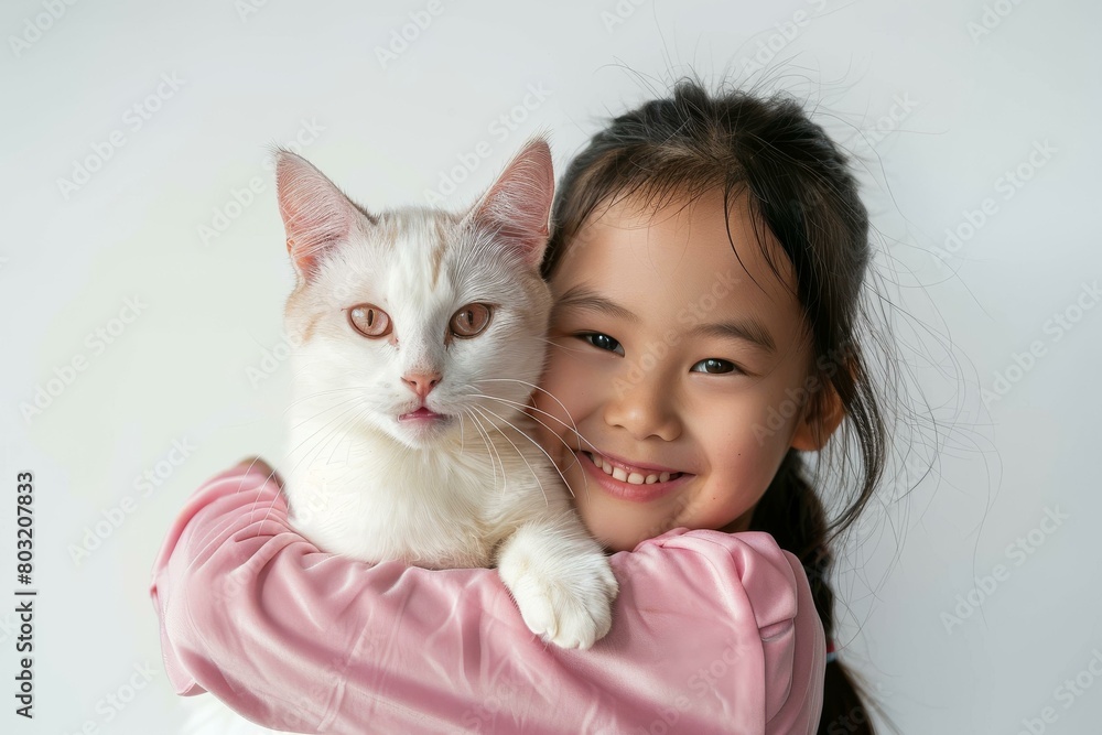 a girl hugging a cat a girl hugging a cat