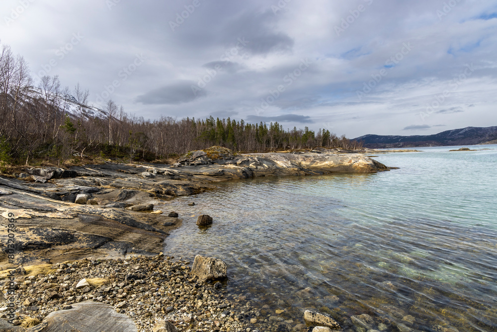Coastal landscape in the Saltstraumen region near Bodo in Norway