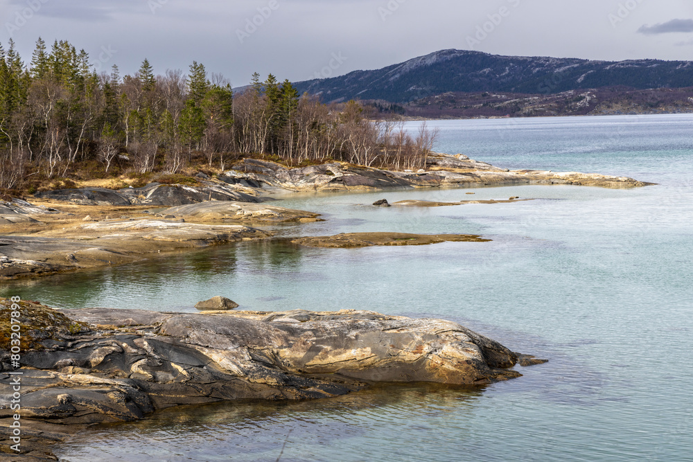 Coastal landscape in the Saltstraumen region near Bodo in Norway