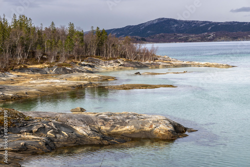 Obraz na płótnie Coastal landscape in the Saltstraumen region near Bodo in Norway w salonie