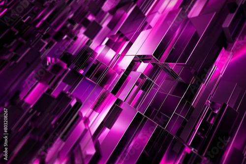 futuristic magenta purple and dark abstract background 3d extruded blocks and bars in scifi style