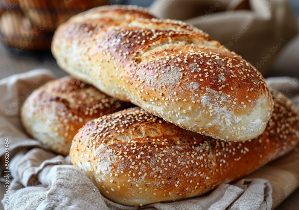 Loaf of bread with sesame seeds