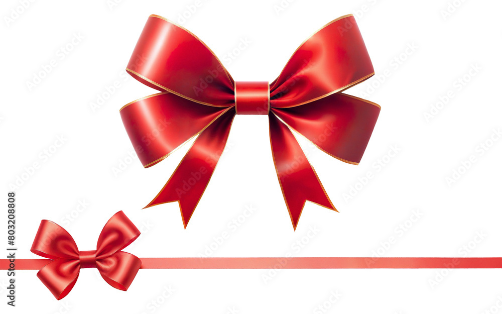 Fototapeta premium set of red ribbon bows on a transparent background