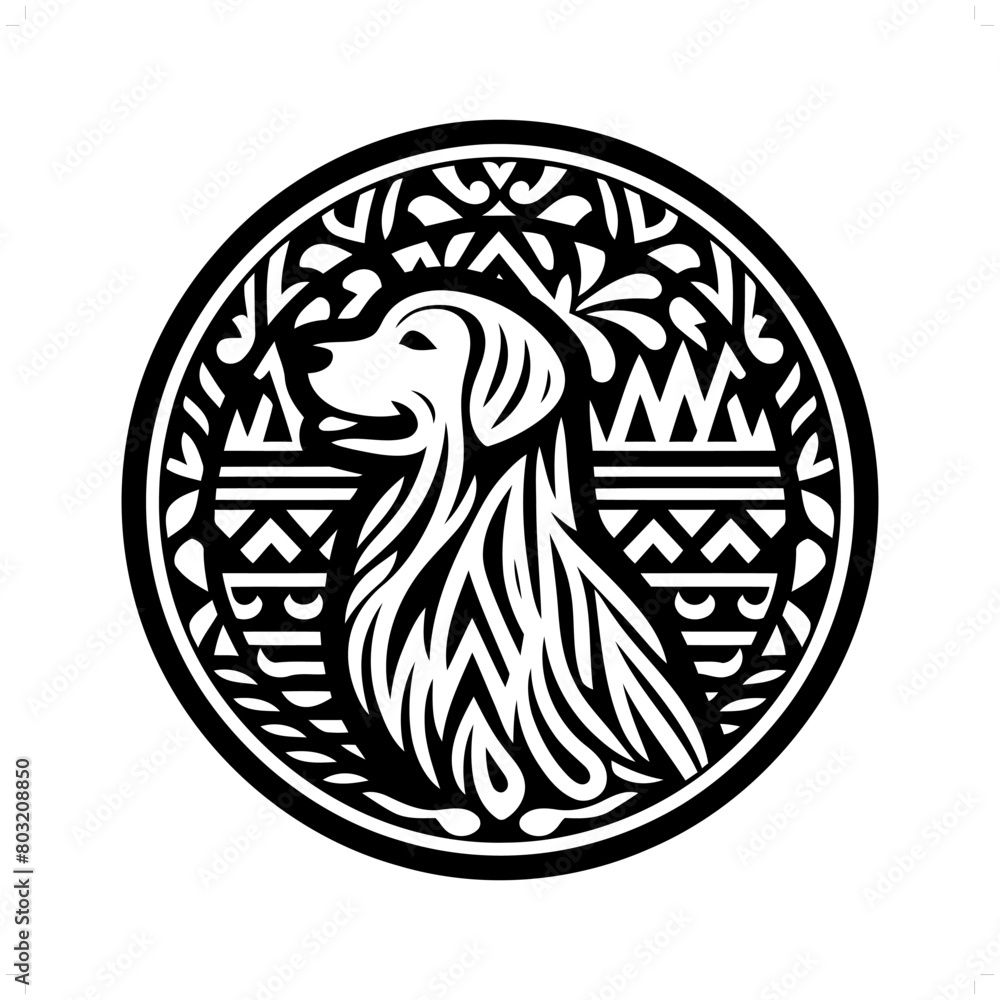 dog; goden Retriever silhouette in animal ethnic, polynesia tribal illustration dog; goden Retriever silhouette in animal ethnic, polynesia tribal illustration
