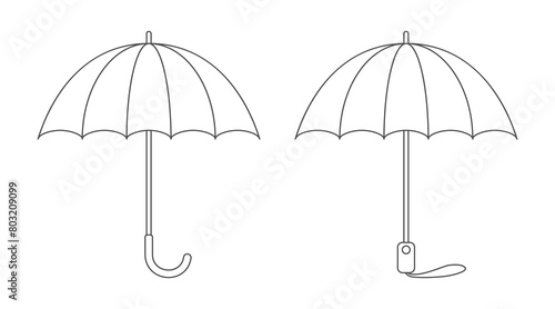 Umbrellas with different handles. Page for coloring.
