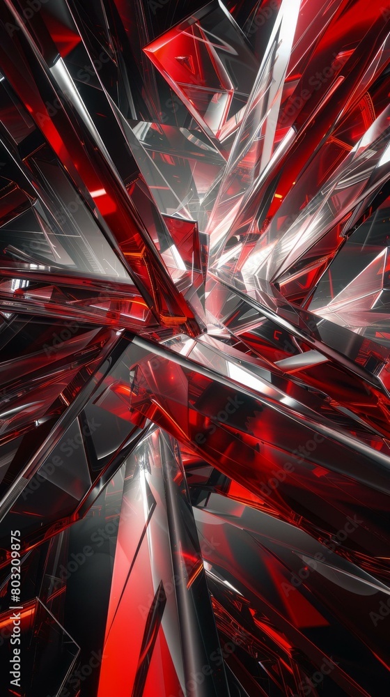 Red and black 3D geometric shapes Red and black 3D geometric shapes