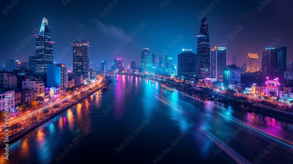 Night view of Ho Chi Minh City, Vietnam