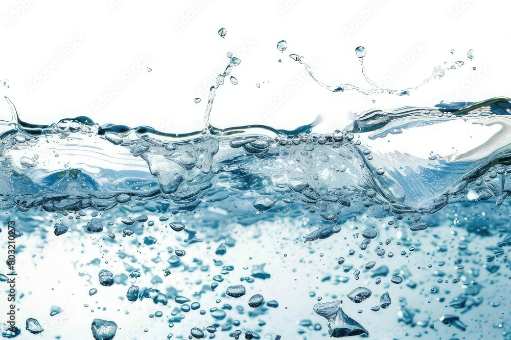 water with air bubbles underwater, splash and waves on white background
water with air bubbles underwater, splash and waves on white background