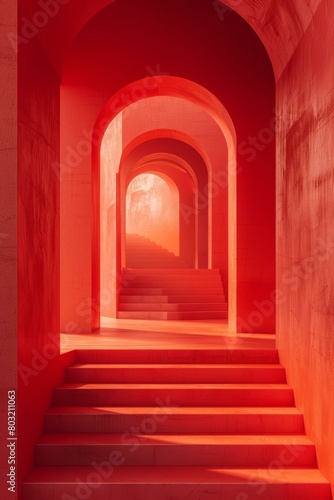 liminal space red hallway