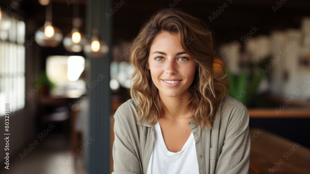 Portrait of a young woman smiling Portrait of a young woman smiling