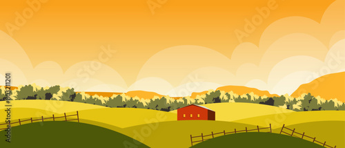 Village, agriculture, field background, horizontal banner