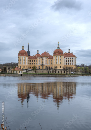 Schloss Moritzburg,Dresden Germany.View of the lake and castle Moritzburg ,Dresden Germany ,Saxony.