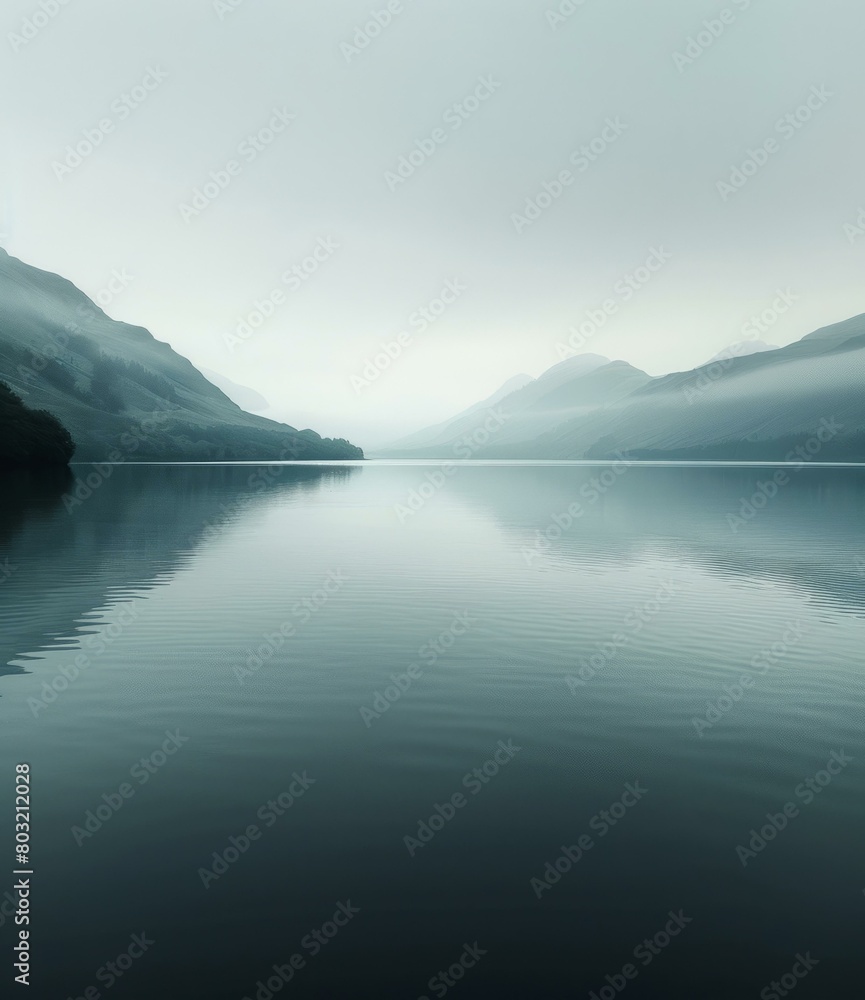Misty lake in the mountains Misty lake in the mountains