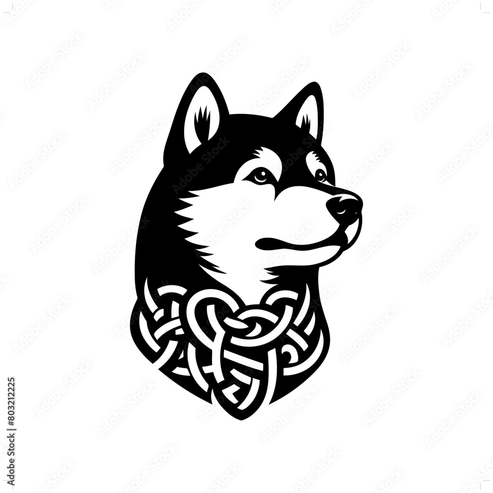 dog; shiba silhouette in animal celtic knot, irish, nordic illustration dog; shiba silhouette in animal celtic knot, irish, nordic illustration