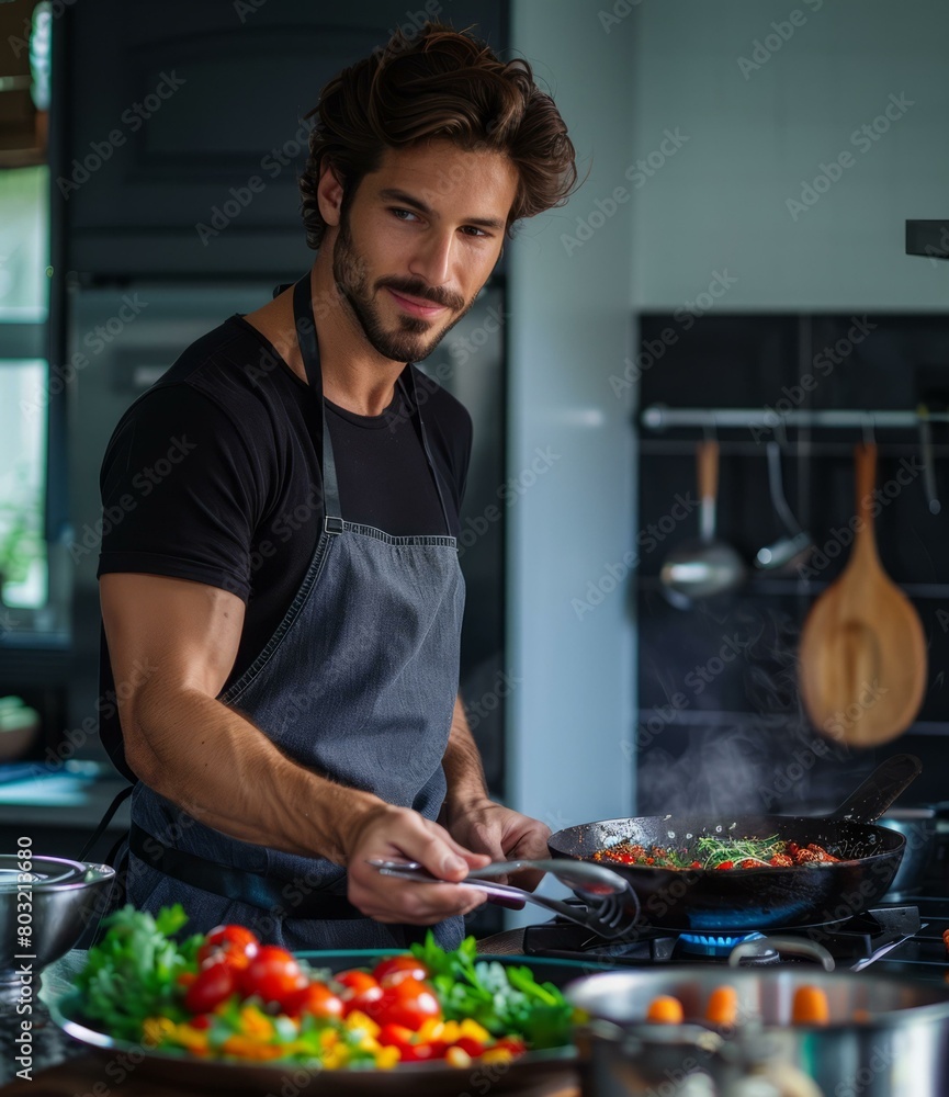 Cooking with a handsome chef