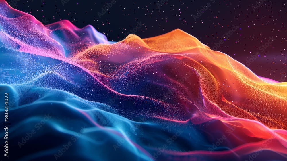 Fototapeta premium Vibrant digital waves in a cosmic dance of colors