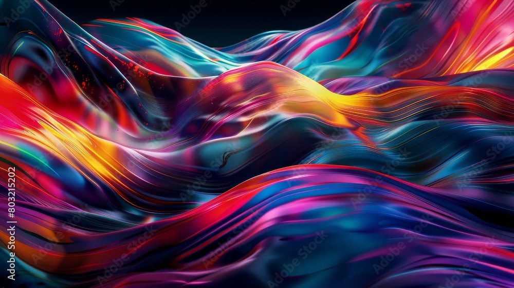 Vibrant digital waves in a neon dance of color Vibrant digital waves in a neon dance of color