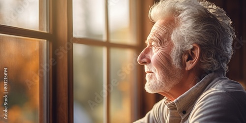 Window of Memories: Elderly Man Sits Alone, Reflecting on a Lifetime of Experiences