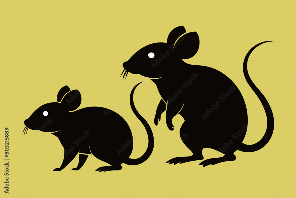 Obraz premium Mice Vector Silhouettes
