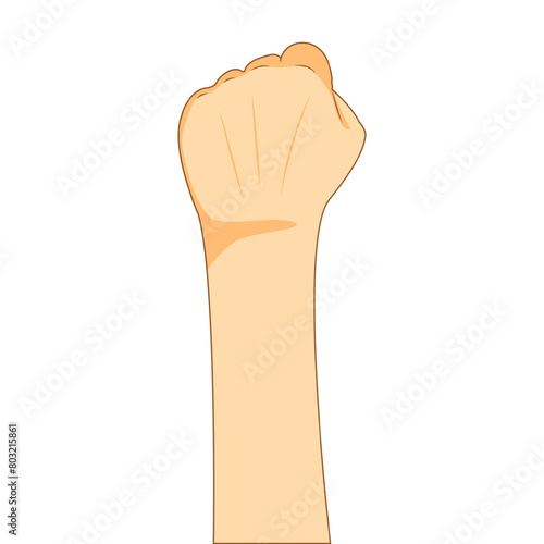 Vector illustration of fist hand back view on transparent background
