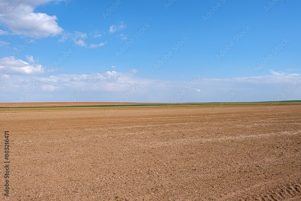 Fallow land, vast farmland in the vast plain. It has not yet been cultivated. Minimal farmland photo.