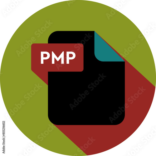 PMP File format icon rounded shapes with circle outside