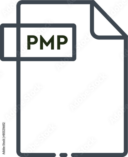 PMP File format minimal icon with black outline