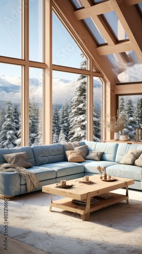 Modern Minimalist Living Room Interior Design With Large Windows