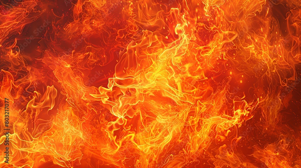 Abstract background of blazing fire with intense orange and red flames