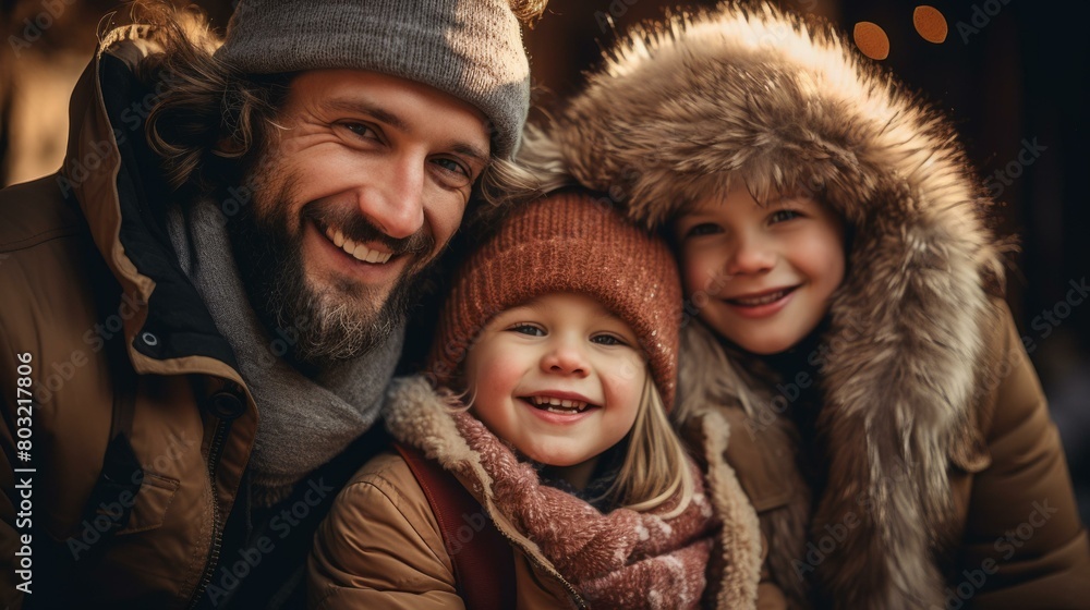 Happy family in winter clothes Happy family in winter clothes