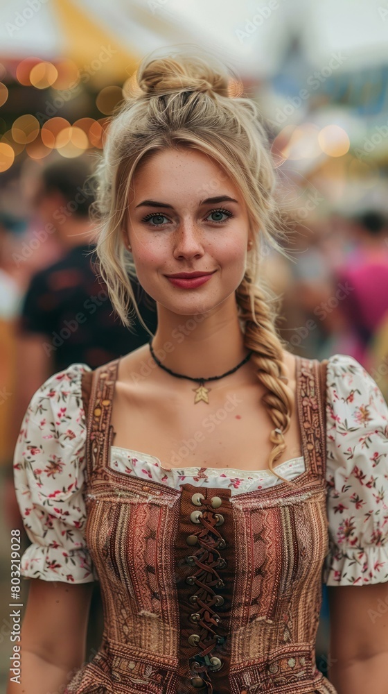 portrait of a young woman in a traditional German dress portrait of a young woman in a traditional German dress