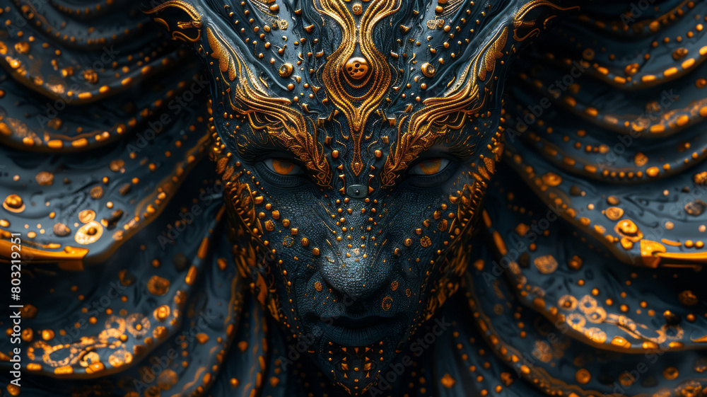 Portrait of a Dragonborn Warrior with Isomalt Wings and Plate Armor, surreal fantasy character design,generative ai