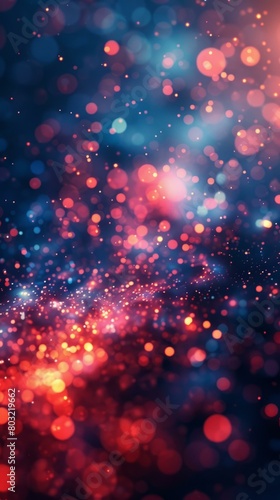 Glowing red and blue bokeh lights